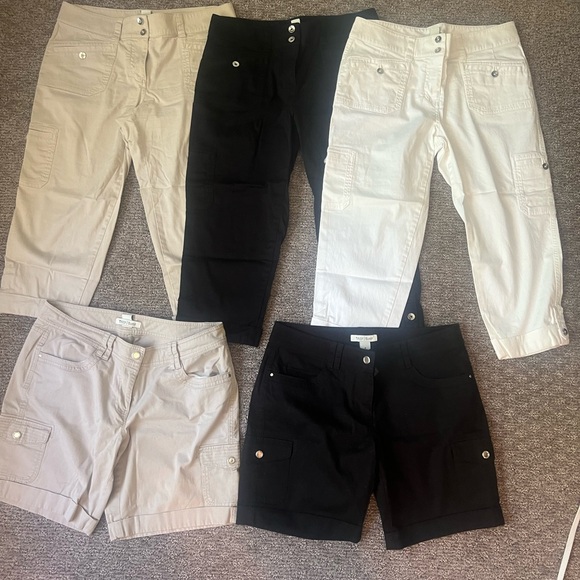 White House Black Market Pants - White House Black Market Women's Cargo Shorts - Black, White, Tan